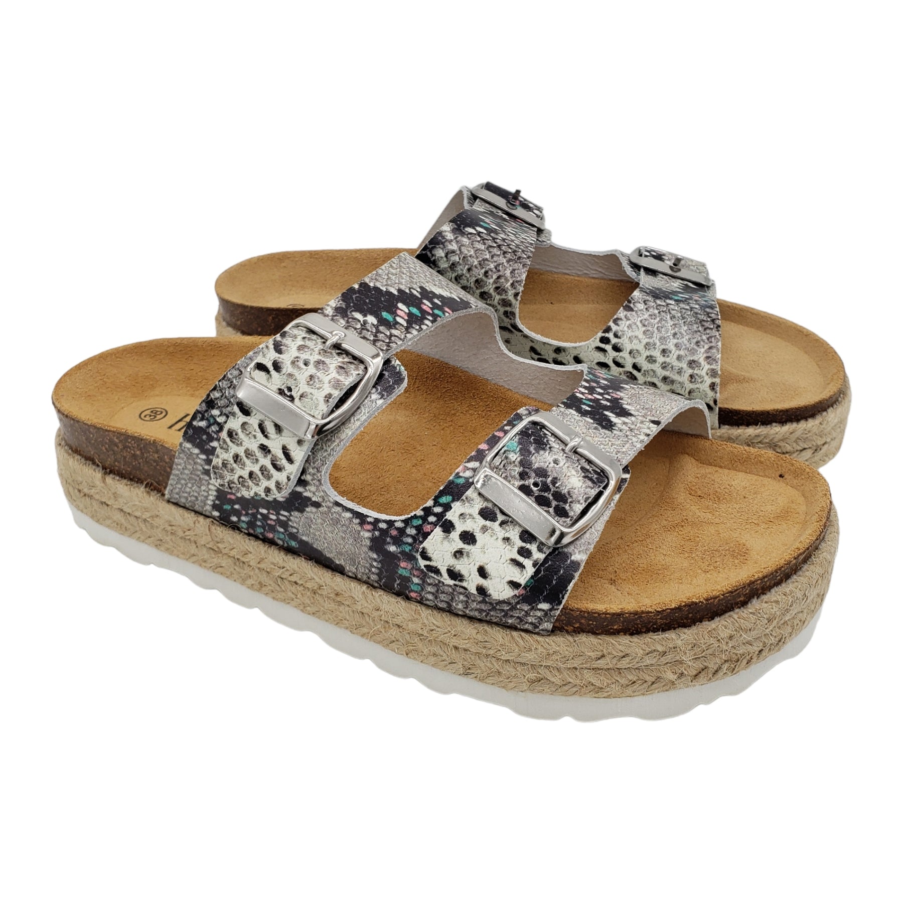 Hush Grey Snake Woodstock Sandals Shop from Crisis Online