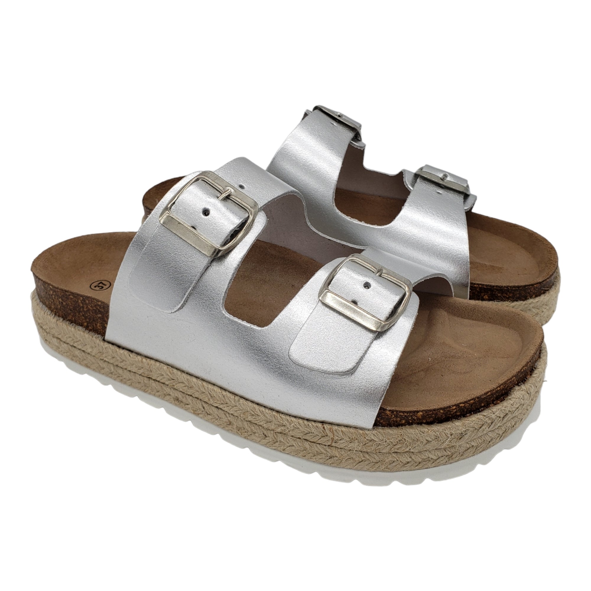 Hush Silver Metallic Woodstock Sandals Shop from Crisis Online