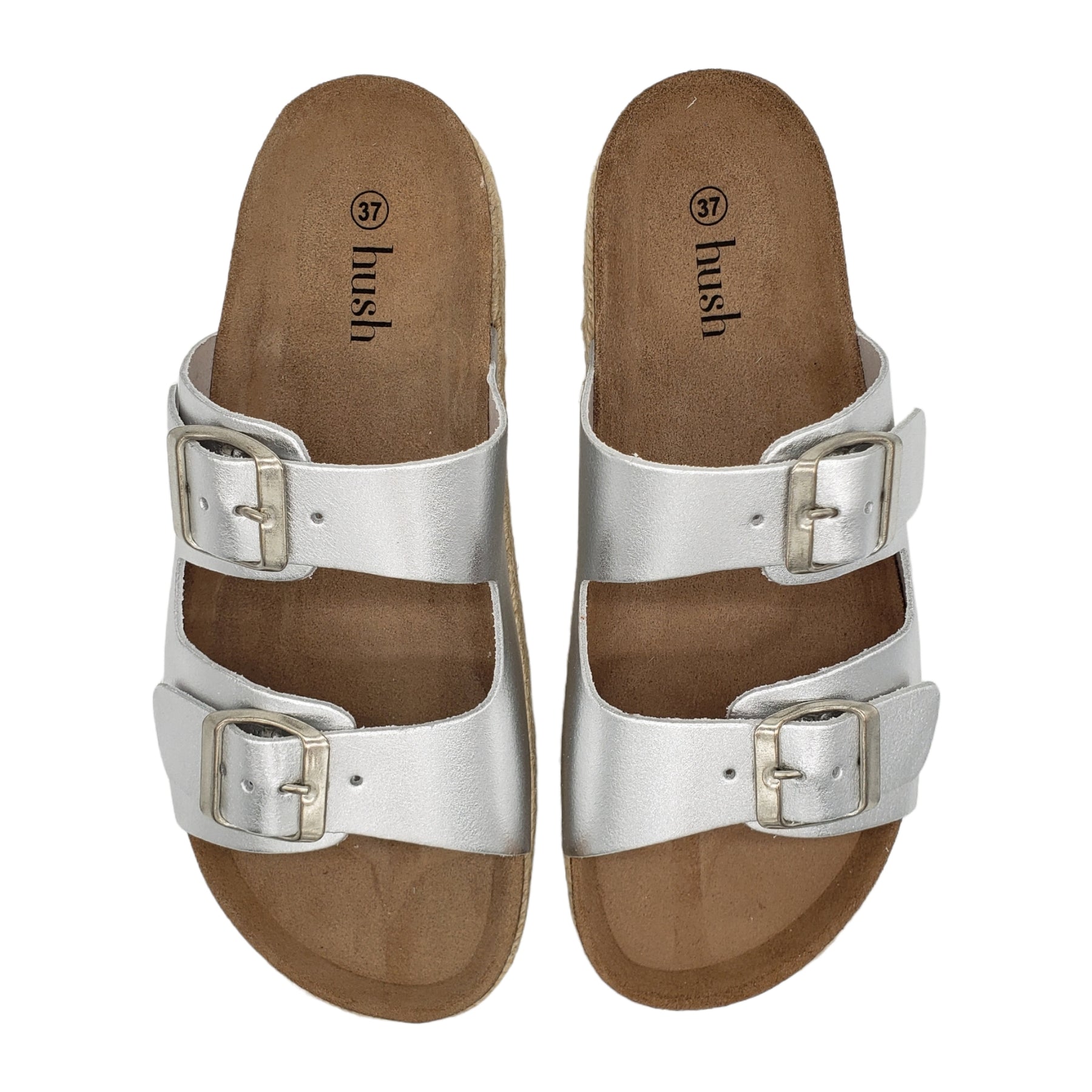 Hush Silver Metallic Woodstock Sandals Shop from Crisis Online