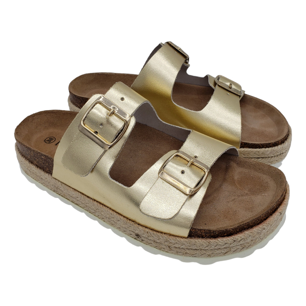 Hush Gold Metallic Woodstock Sandals