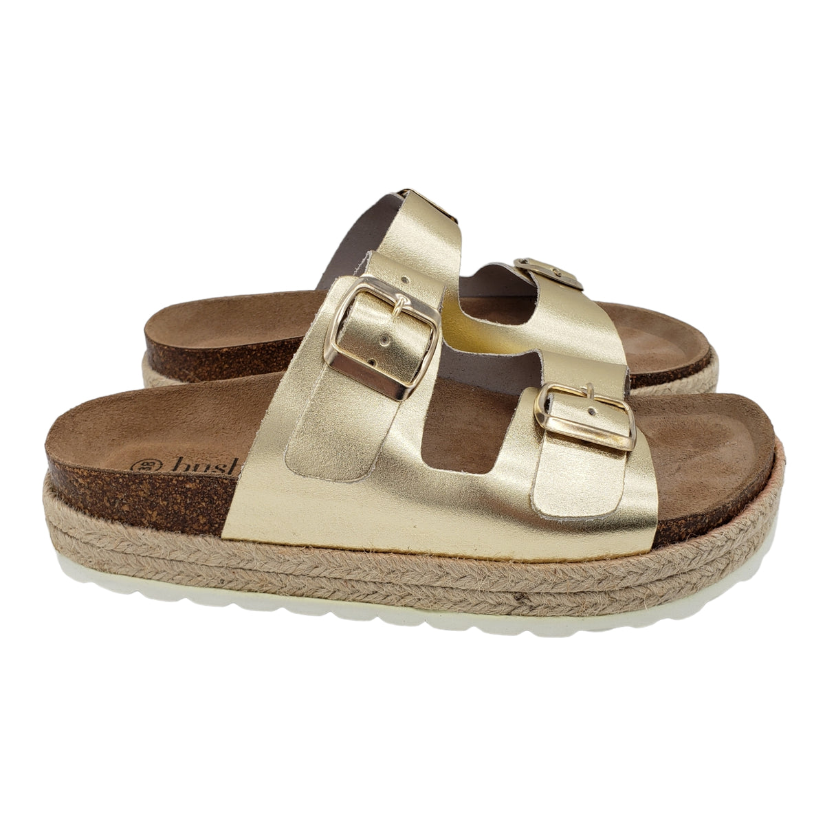 Hush Gold Metallic Woodstock Sandals