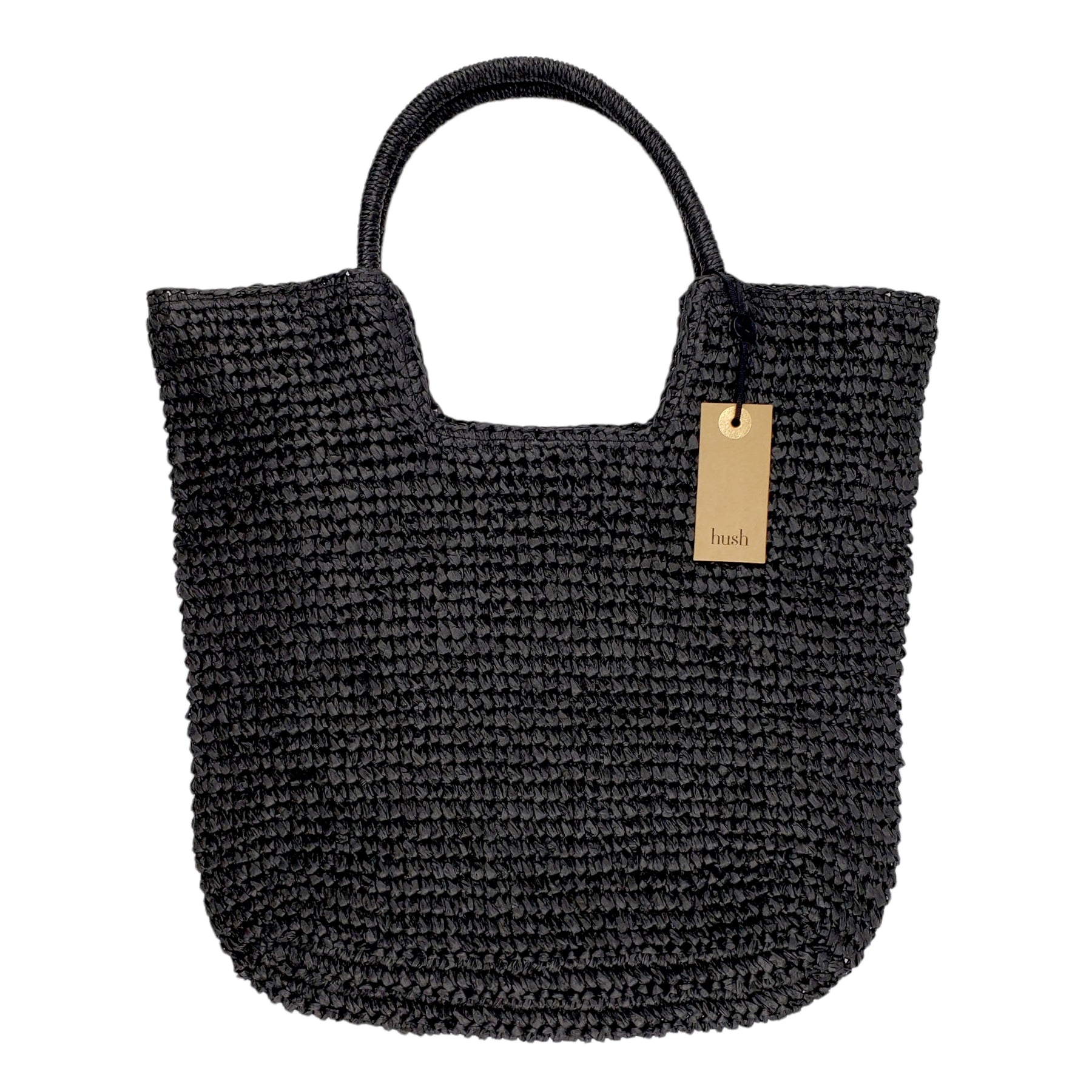 Hush Black Raffia Miami Tote Bag