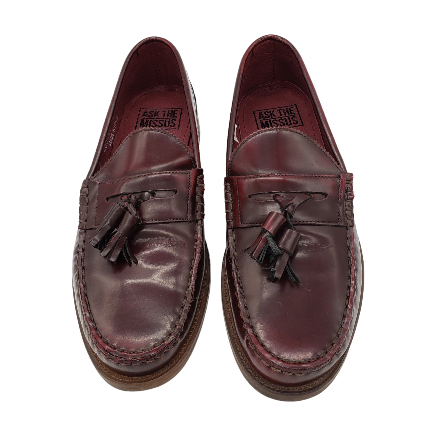 Ask The Missus Maroon Tasselled Loafer