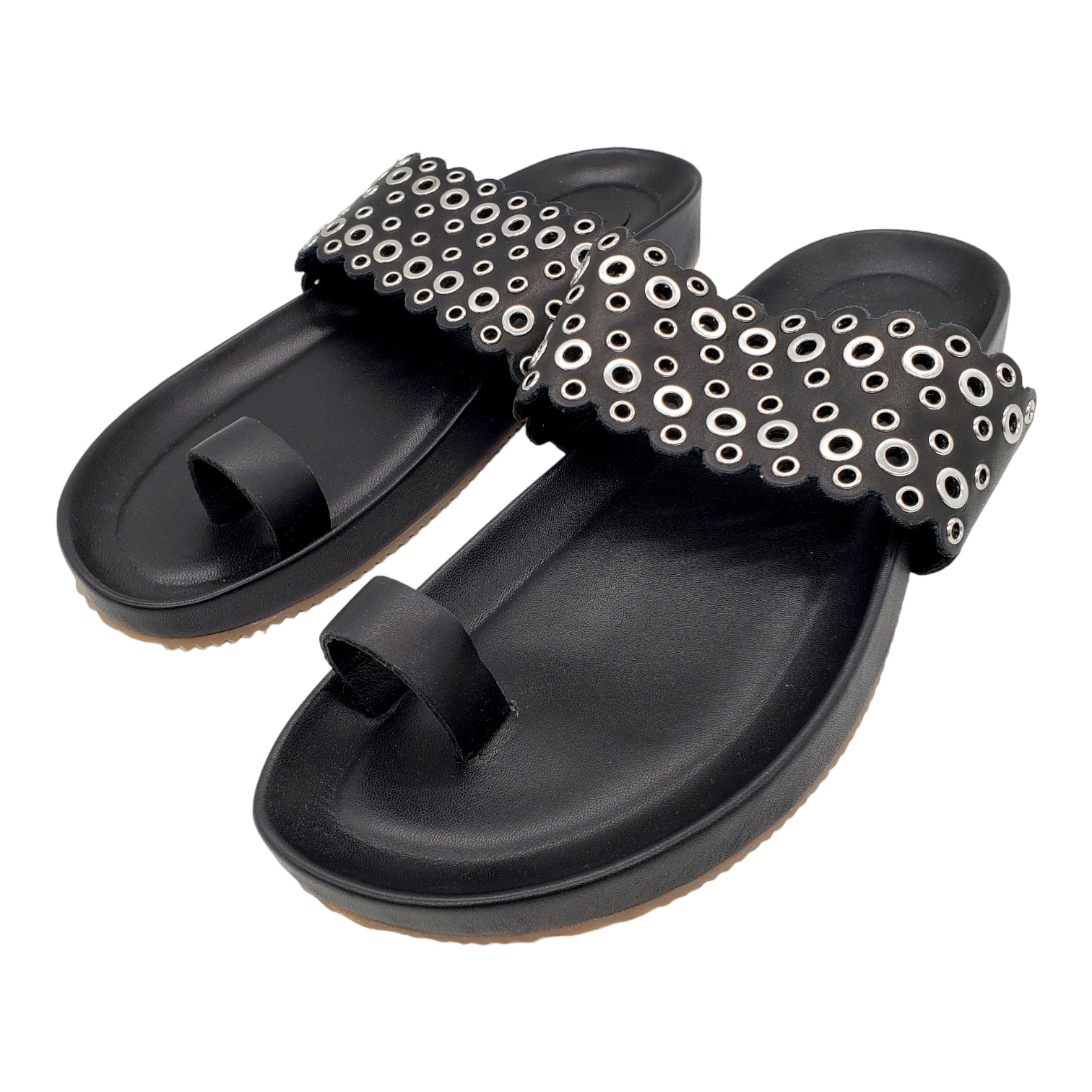 Hush Black Lisle Studded Sandals
