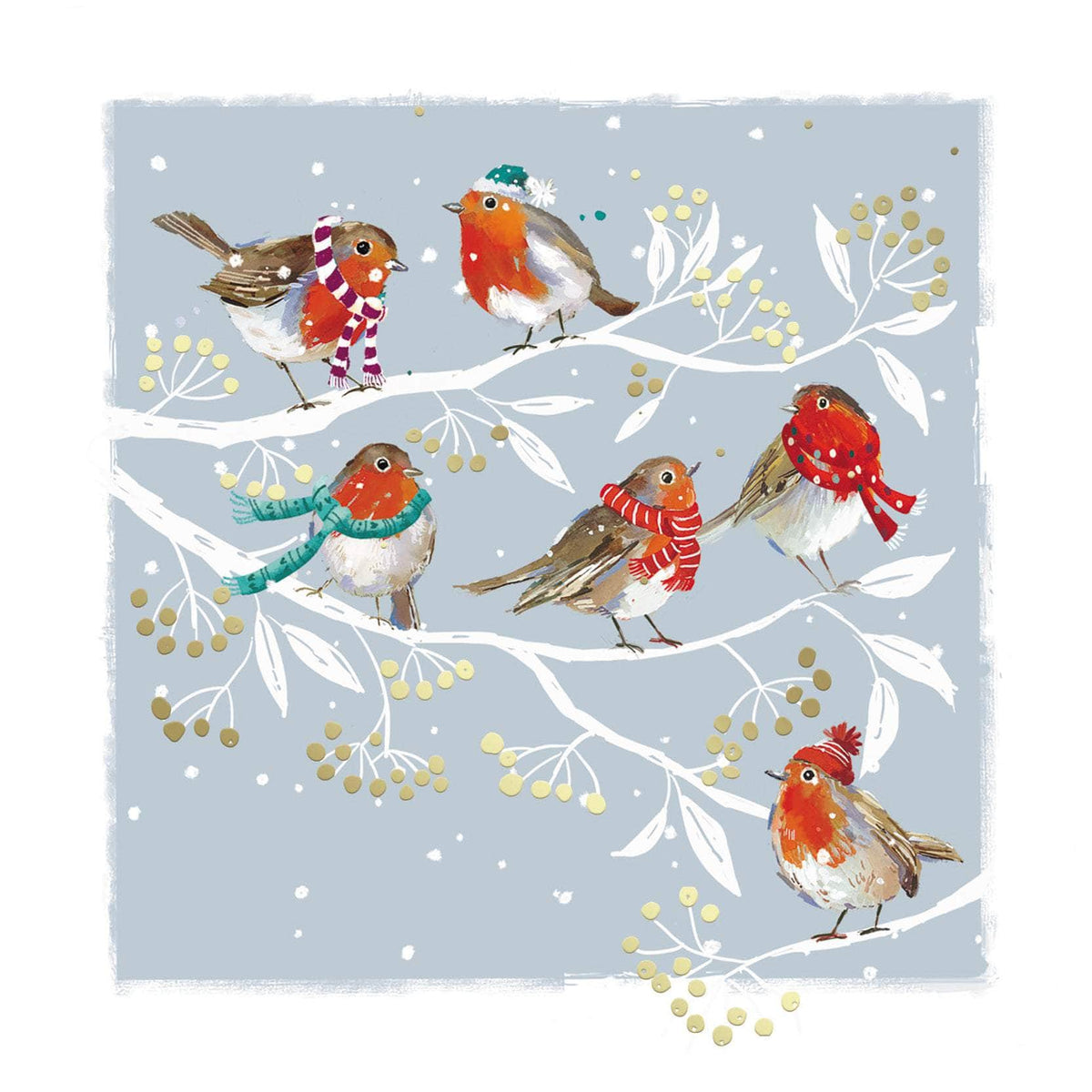 Festive Robins Christmas Cards - Pack of 10