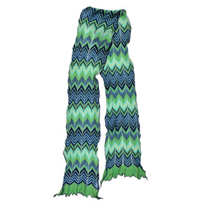 Brora Green & Blue ZigZag Knited Scarf