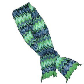 Brora Green & Blue ZigZag Knited Scarf