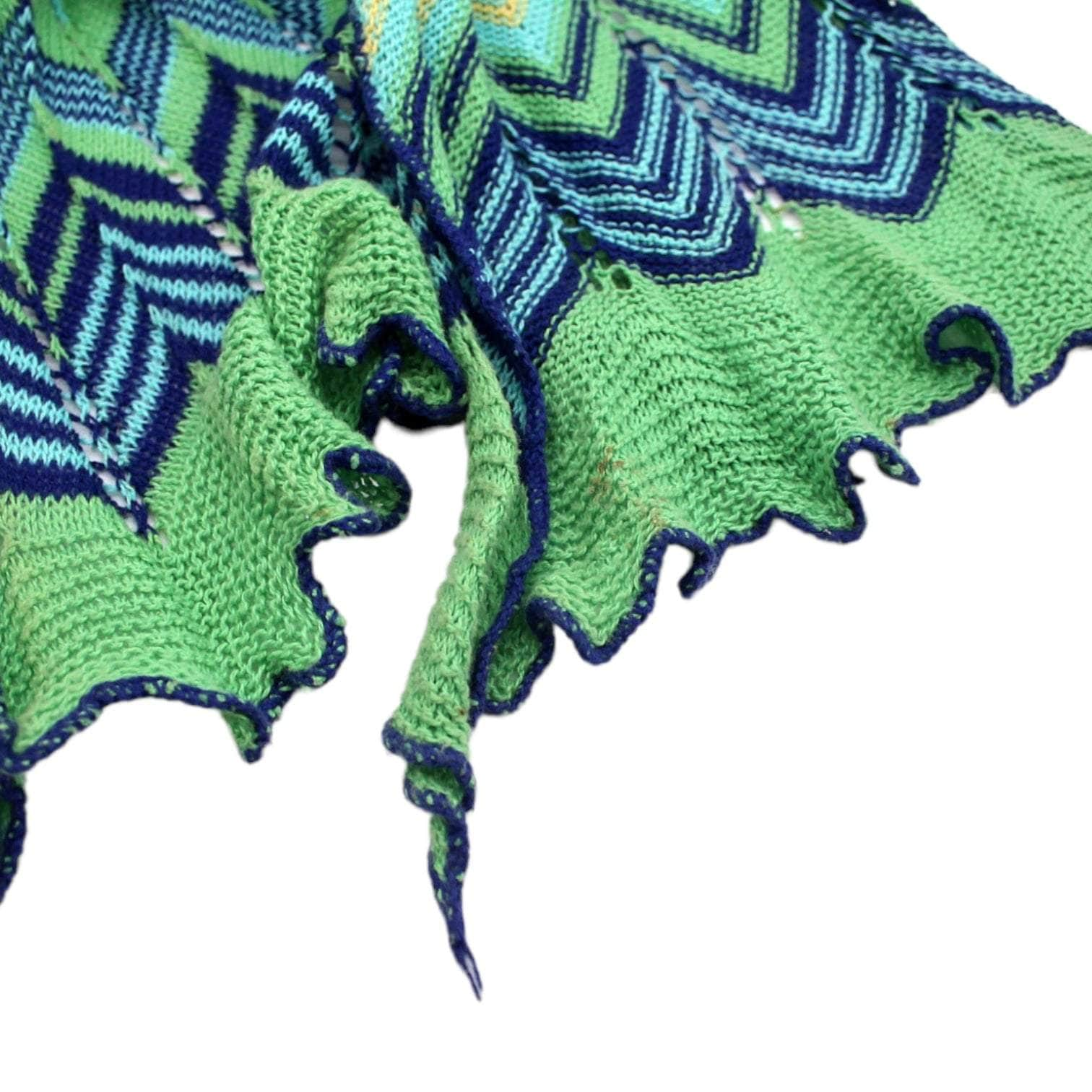 Brora Green & Blue ZigZag Knited Scarf