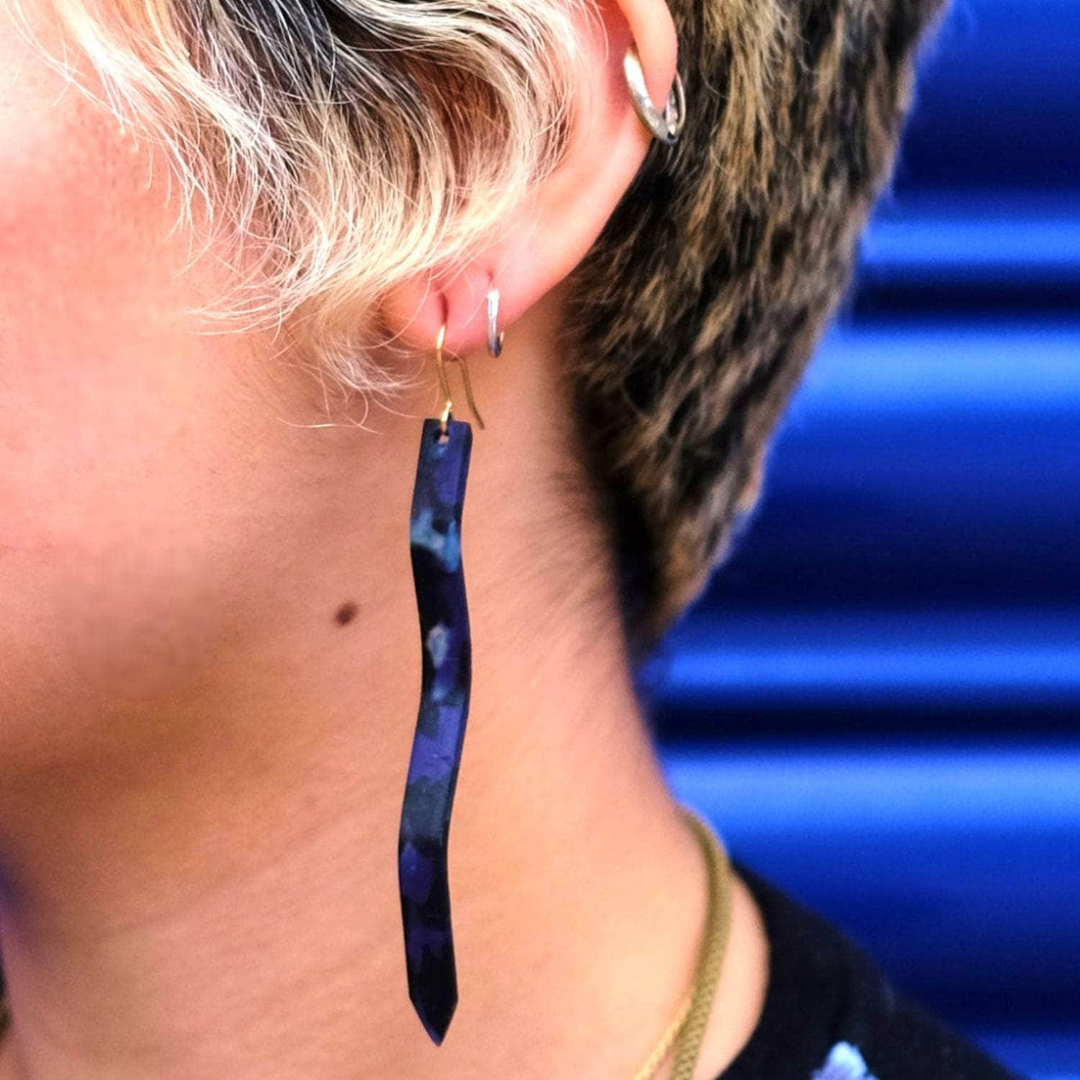 Blue Snake Acetate Earrings By Pivot