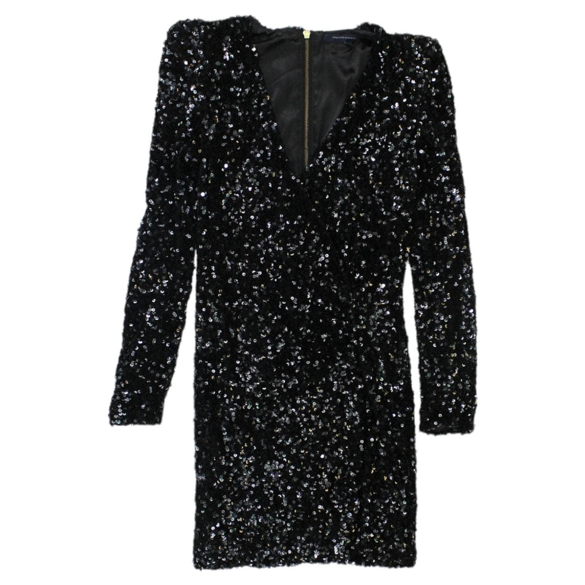 French Connection Black Sequinned Wrap Dress