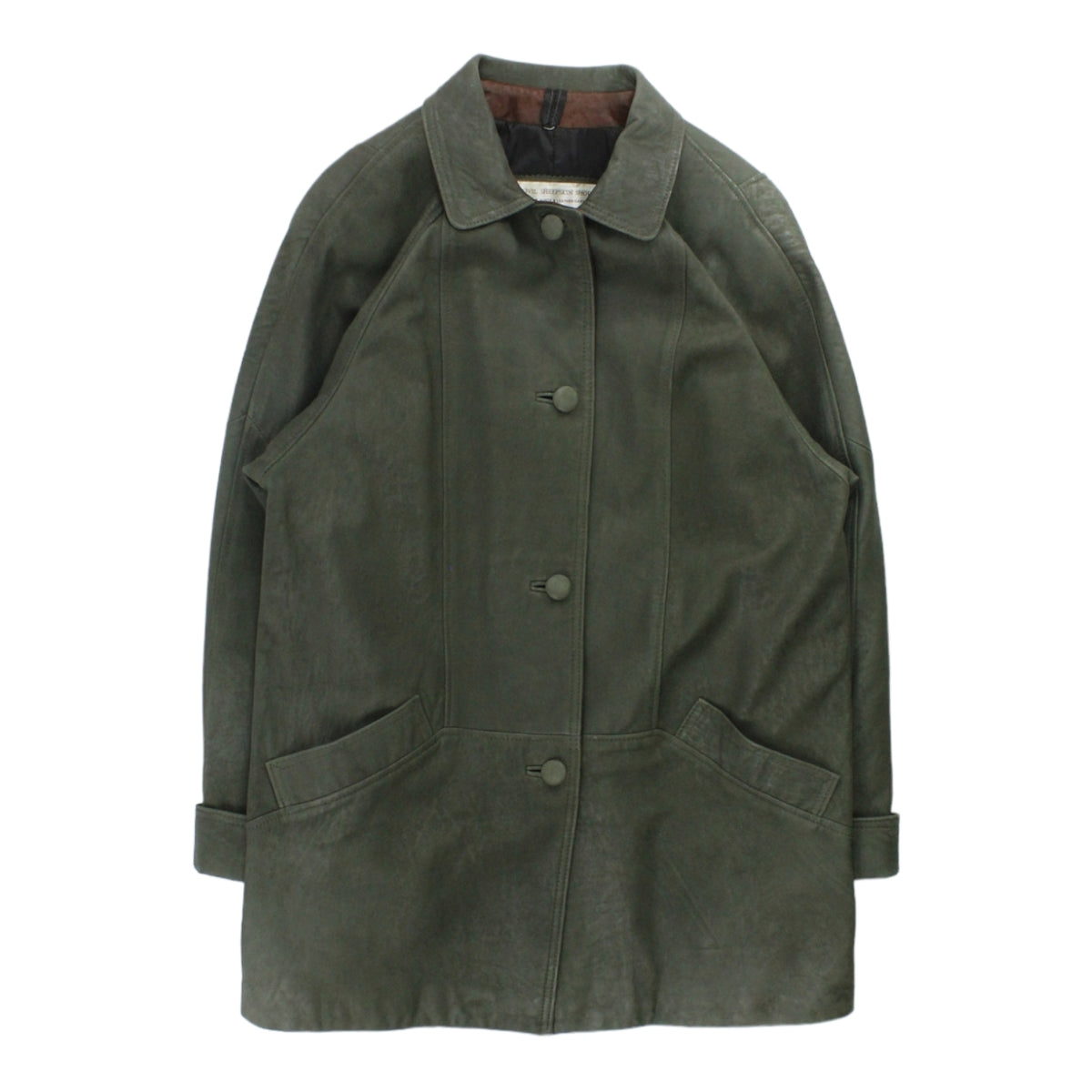 Vintage Yeovil 80s Moss Green Leather Coat