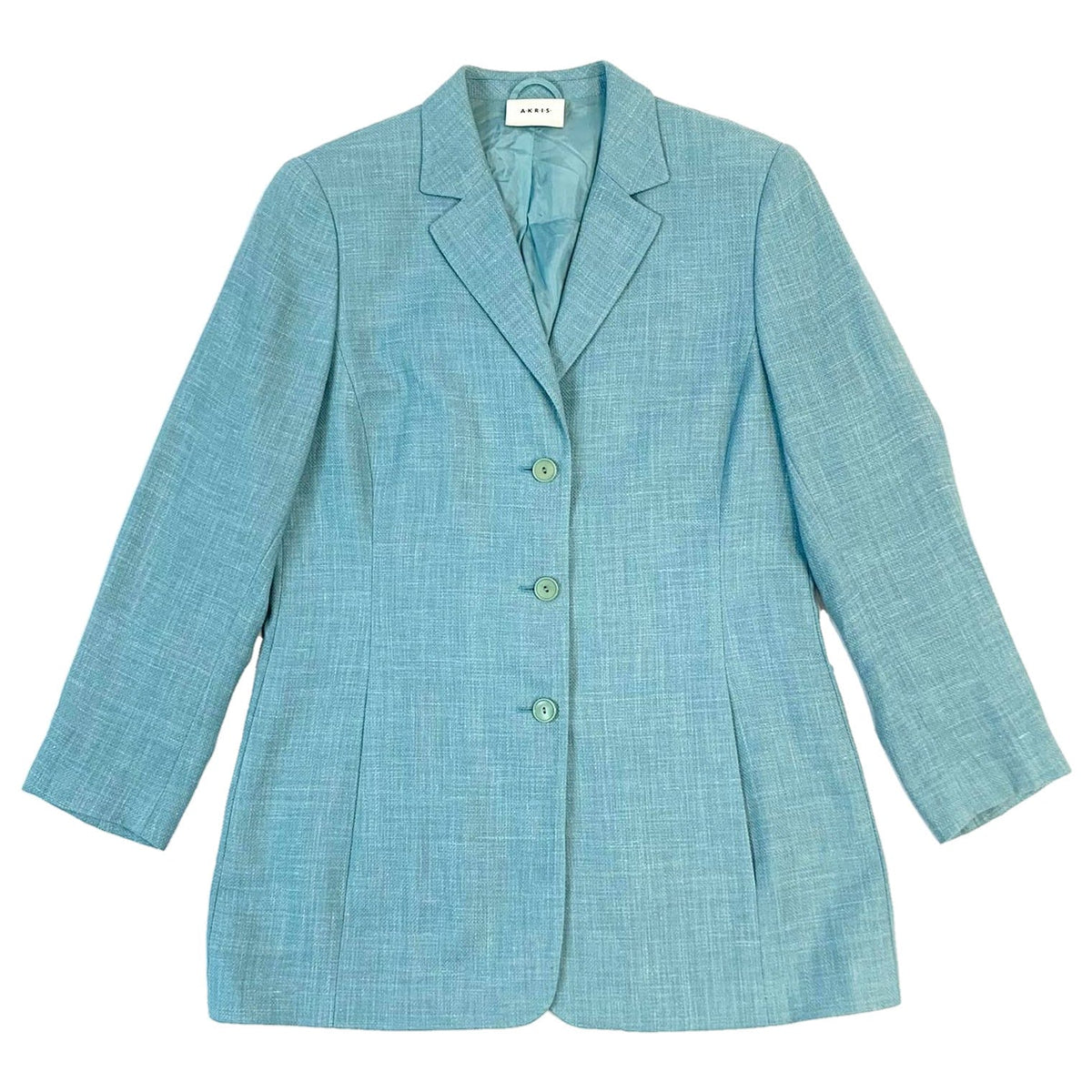 Akris Cashmere And Linen Aqua Blue Tailored Jacket