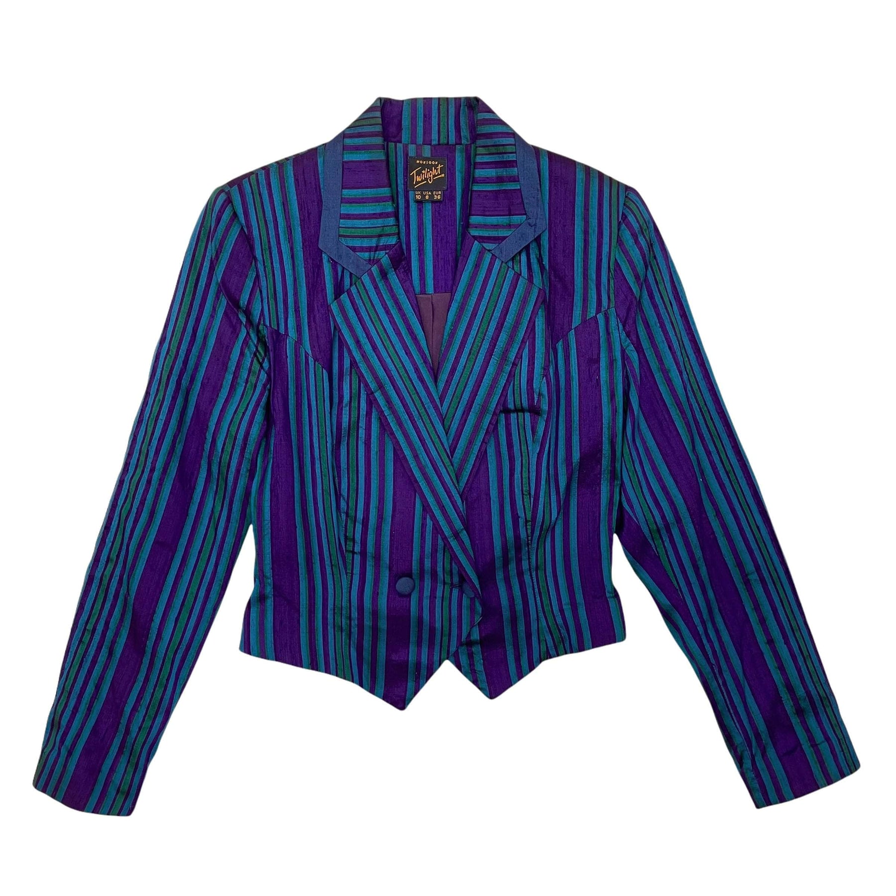 Vintage Monsoon Blue Striped Silk Jacket