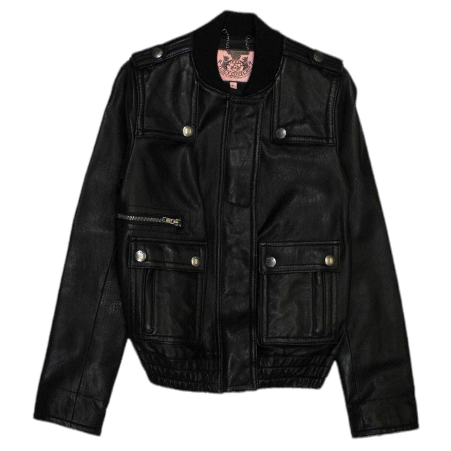 Juicy Couture Black Leather Bomber Jacket