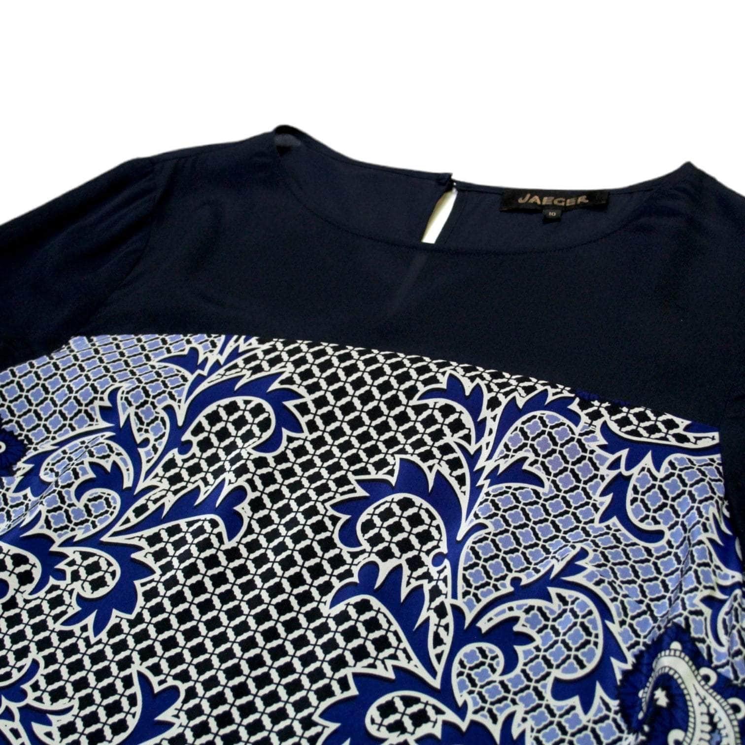 Jaeger Navy Paisley Silk Dress