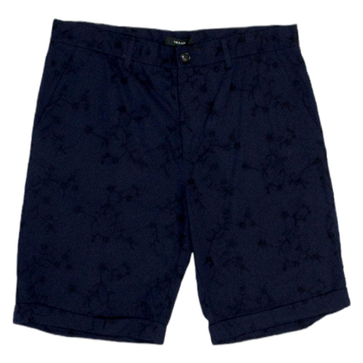 Villain UK 36 Navy Floral Embroidered Shorts