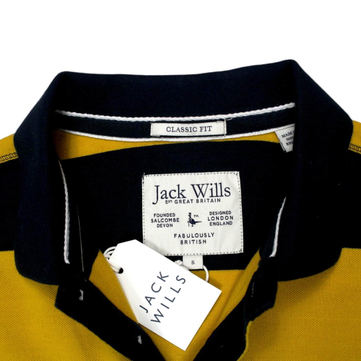 Jack Wills Navy & Yellow Striped Polo Shirt