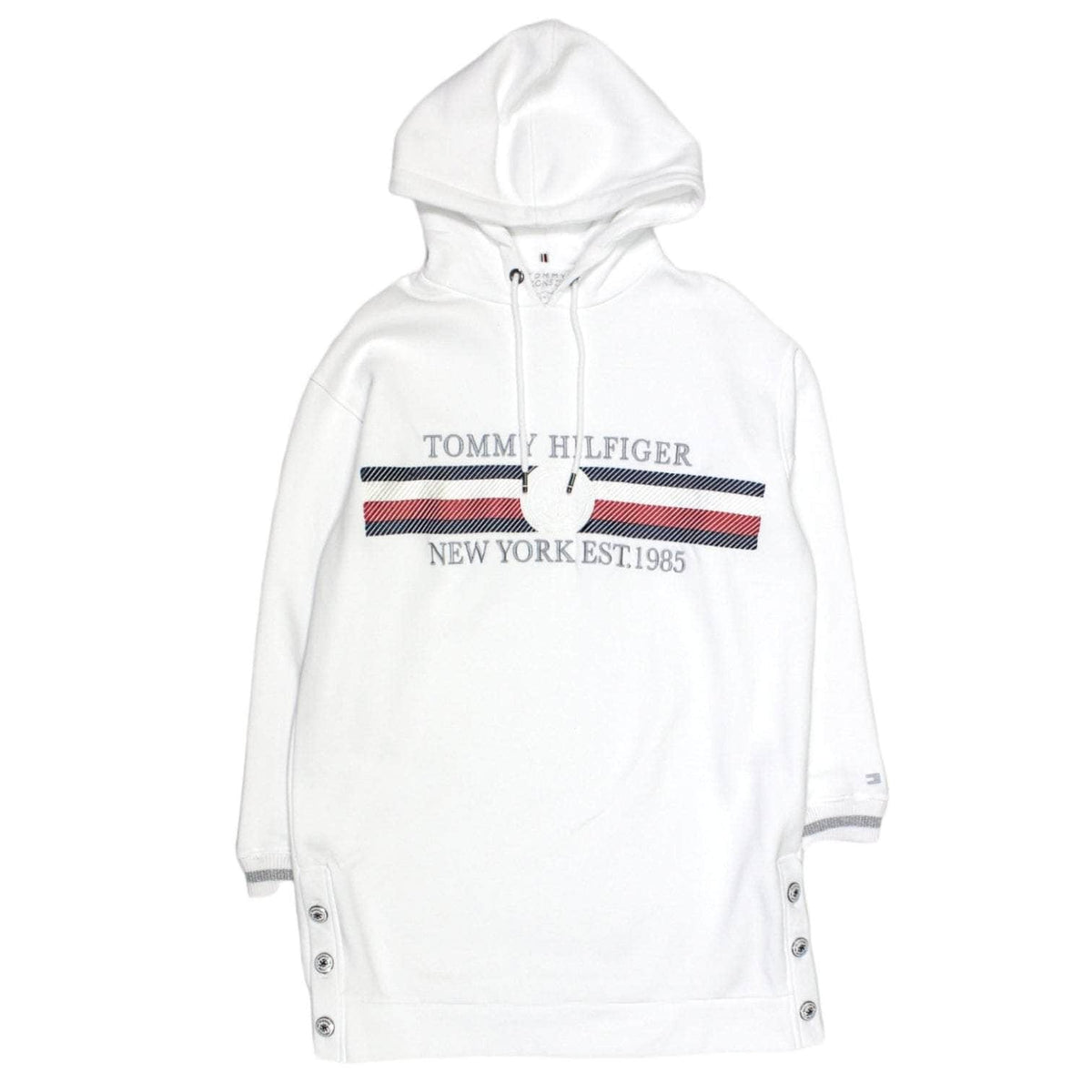 Tommy Icons White Side Buttoned Hoodie
