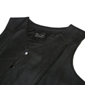 Vintage Black Embossed Leather Waistcoat