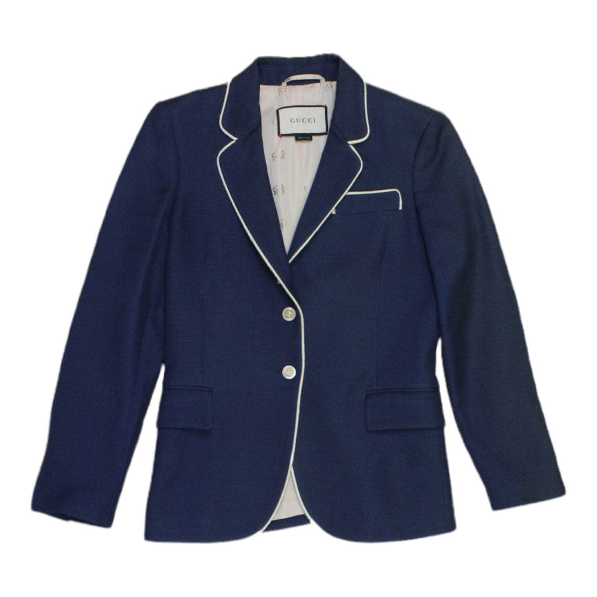 Gucci Navy Cream Silk Piping Jacket