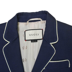 Gucci Navy Cream Silk Piping Jacket
