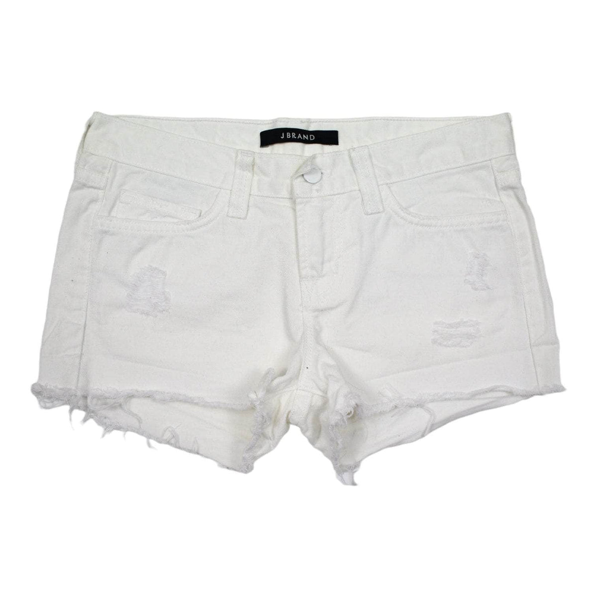 J Brand White Denim Distressed Cut-Off Shorts