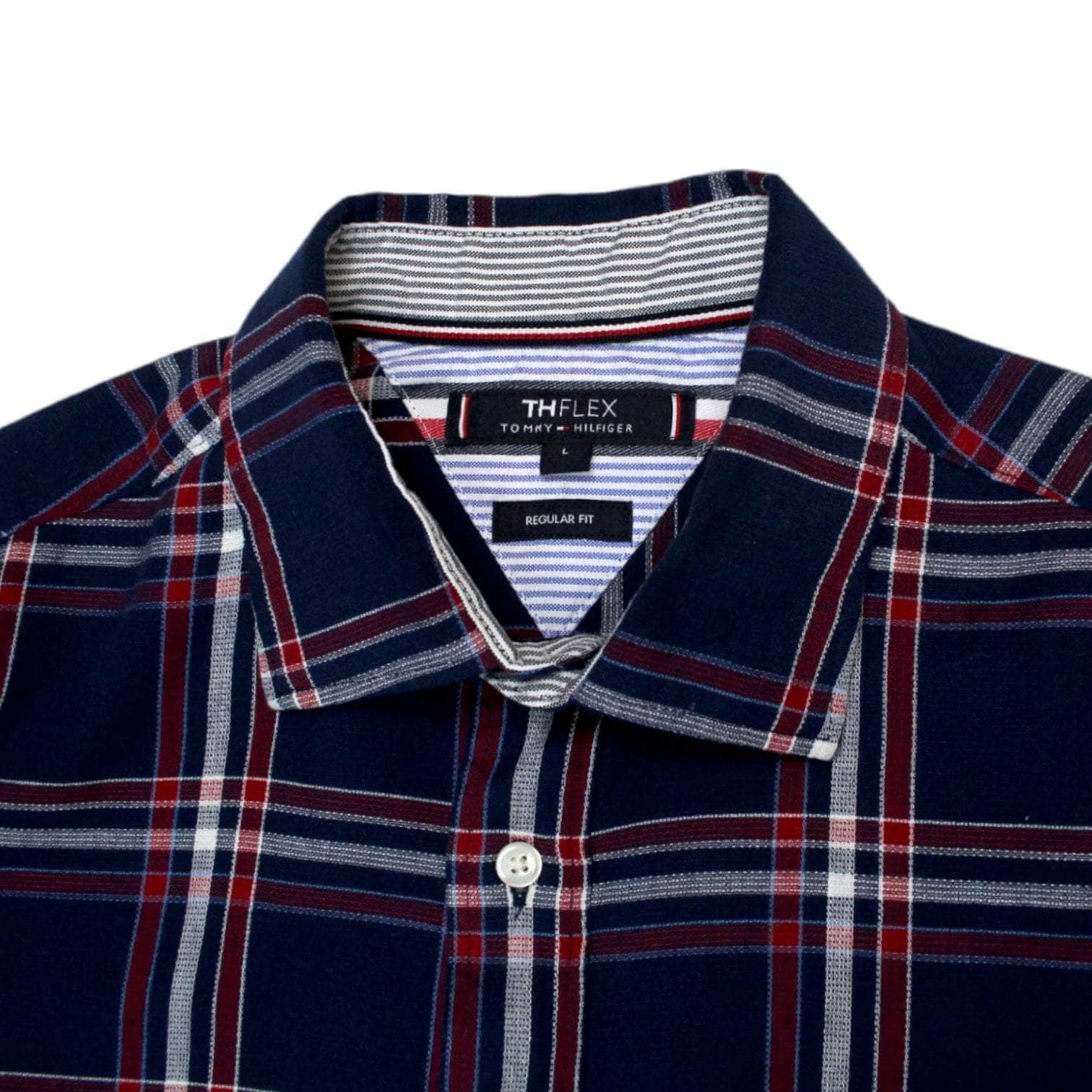 Tommy Hilfiger Navy Plaid Textured Shirt
