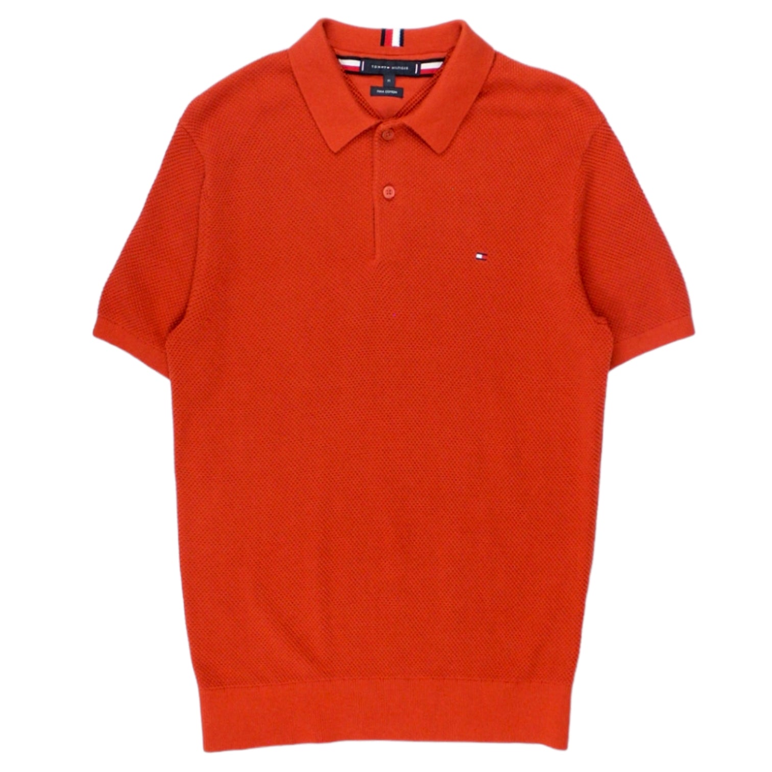 Tommy Hilfiger Orange Basketweave Polo Shirt