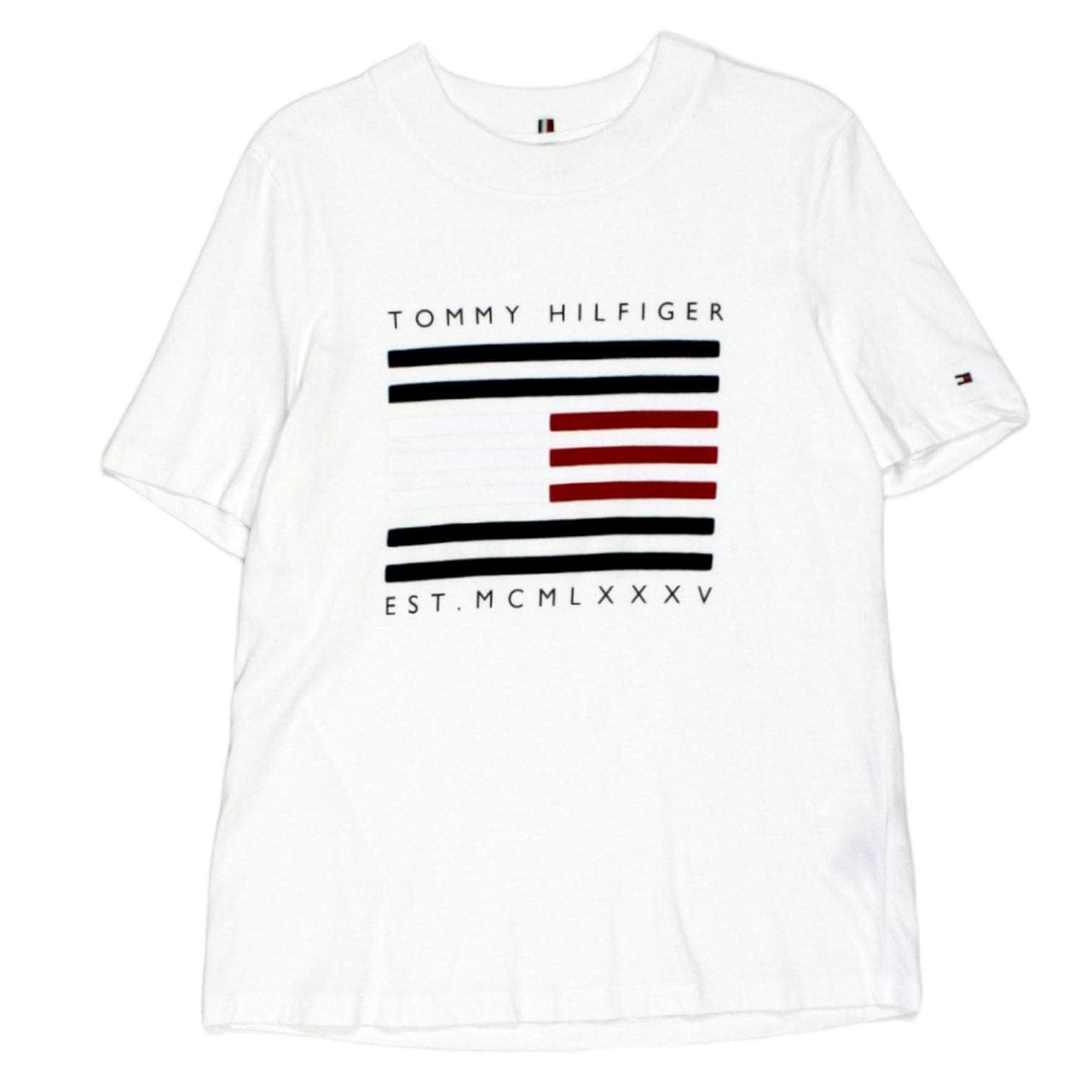 Tommy Hilfiger White Velvet Flag Logo T-Shirt