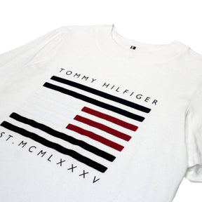 Tommy Hilfiger White Velvet Flag Logo T-Shirt