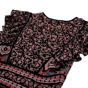 Sea Navy & Red Paisley Silk Top