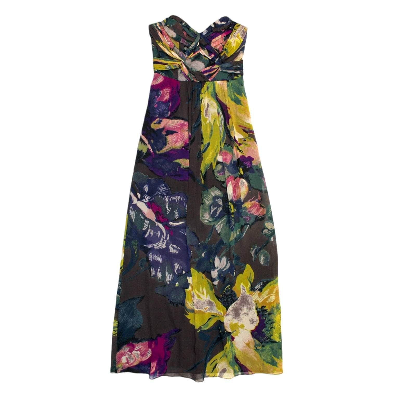 Ted Baker Grey Floral Silk Maxi Dress