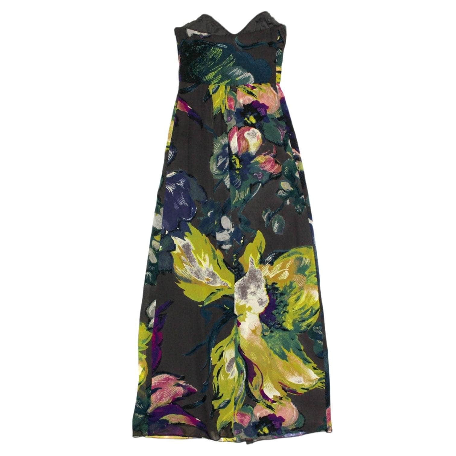 Ted Baker Grey Floral Silk Maxi Dress