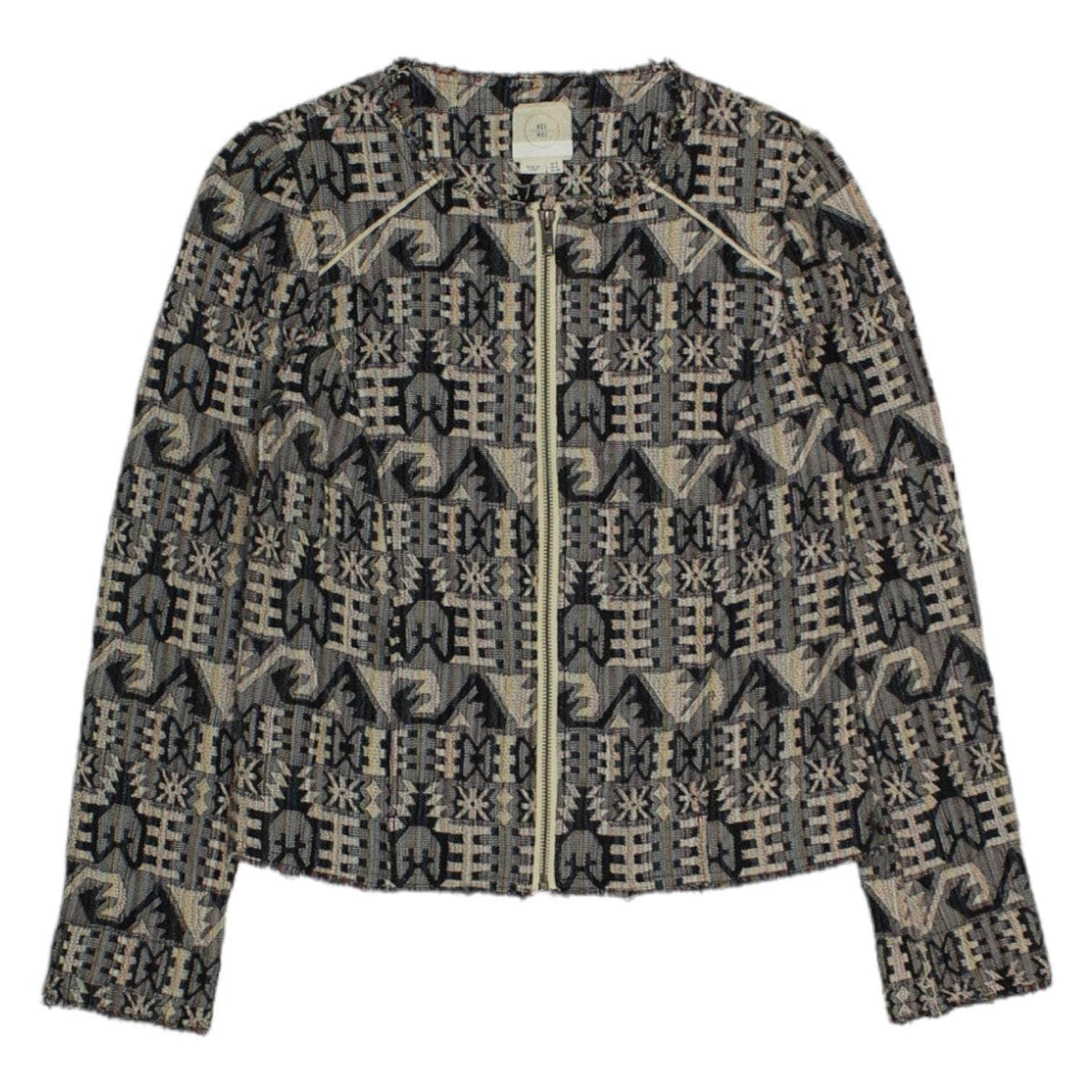 Hei Hei Blue Aztec Weave Collarless Jacket