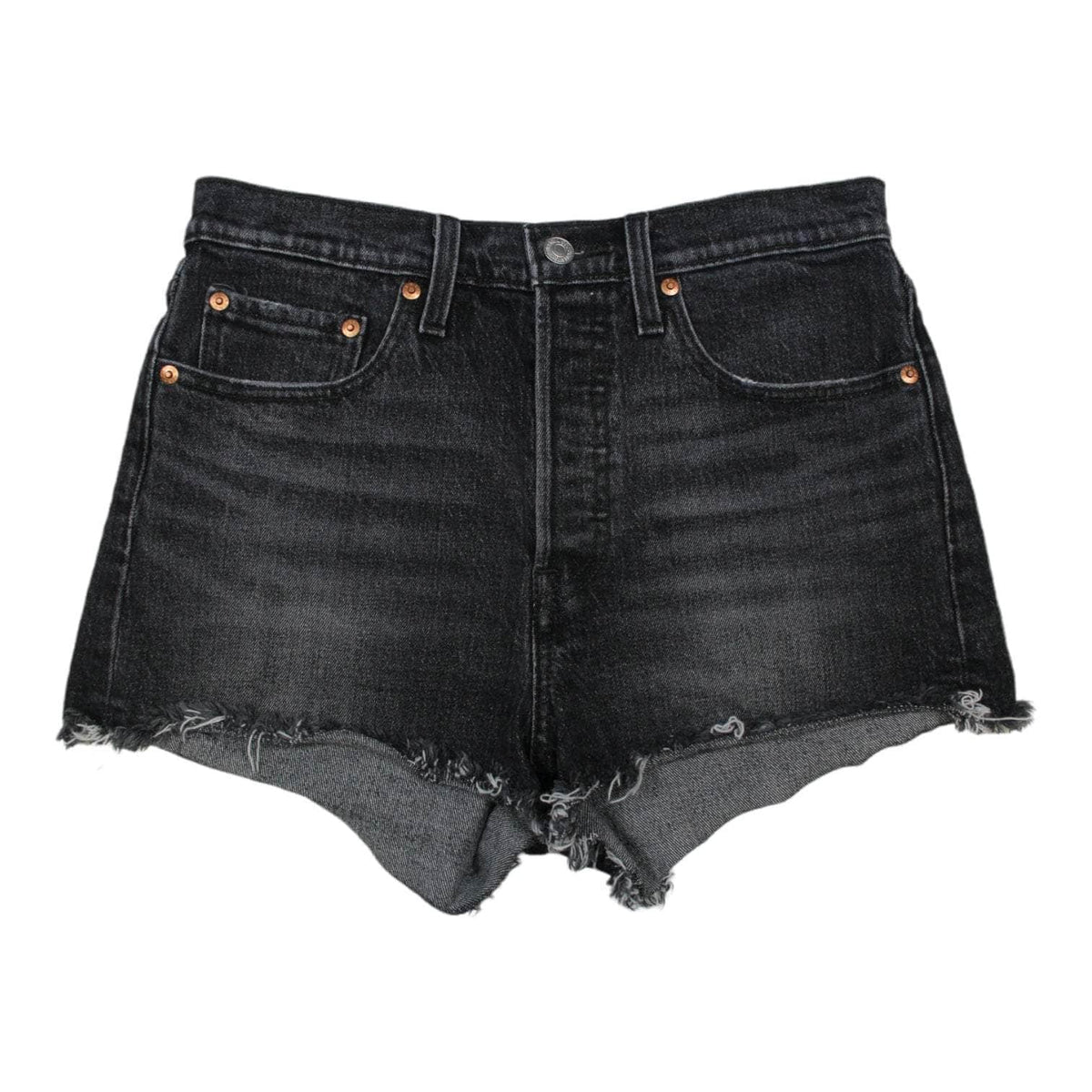 Levis 501 Black Distressed Denim Shorts