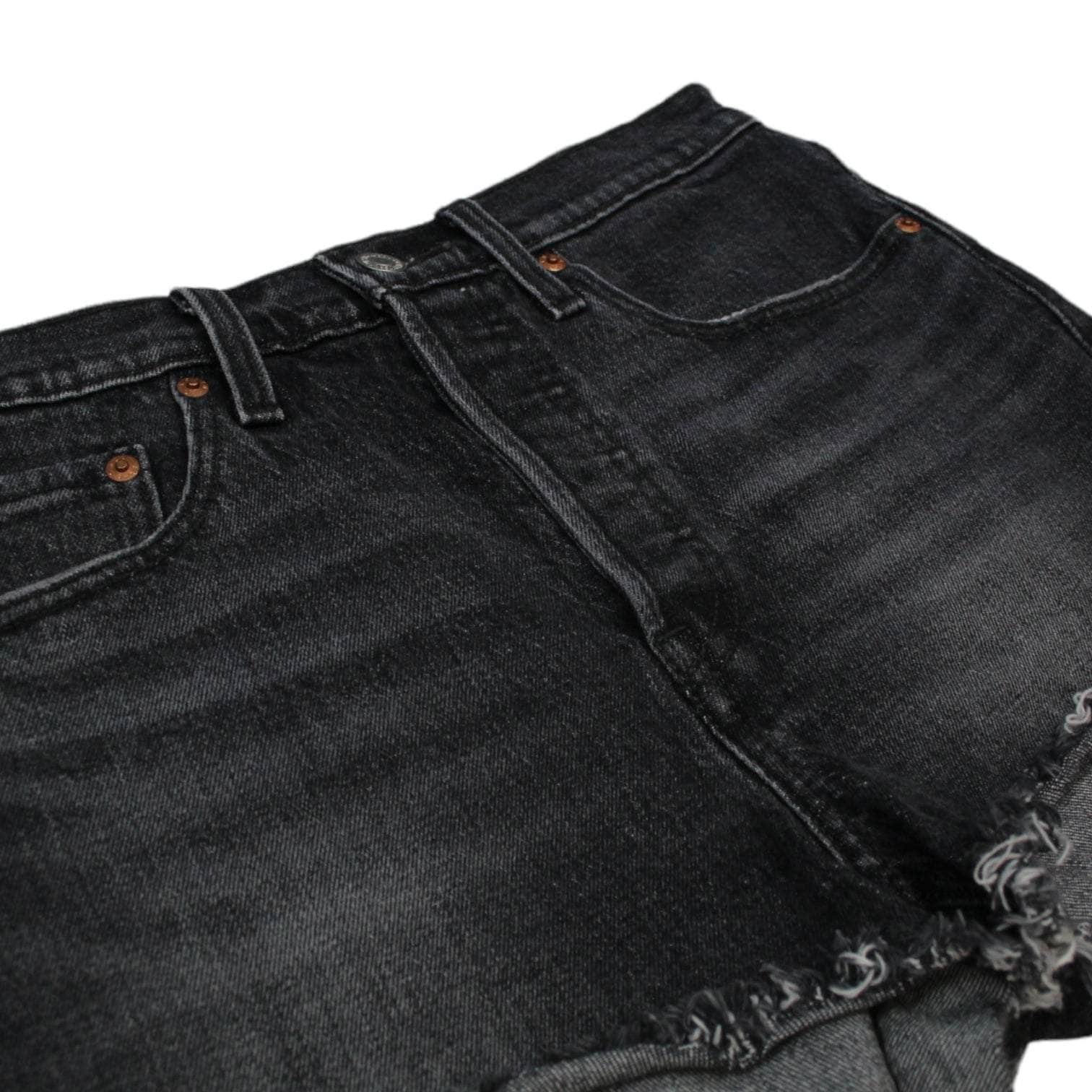 Levis 501 Black Distressed Denim Shorts