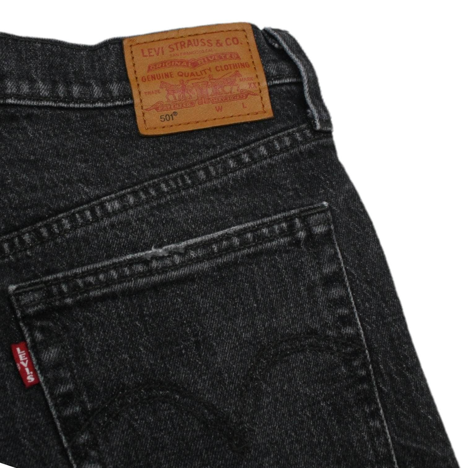 Levis 501 Black Distressed Denim Shorts