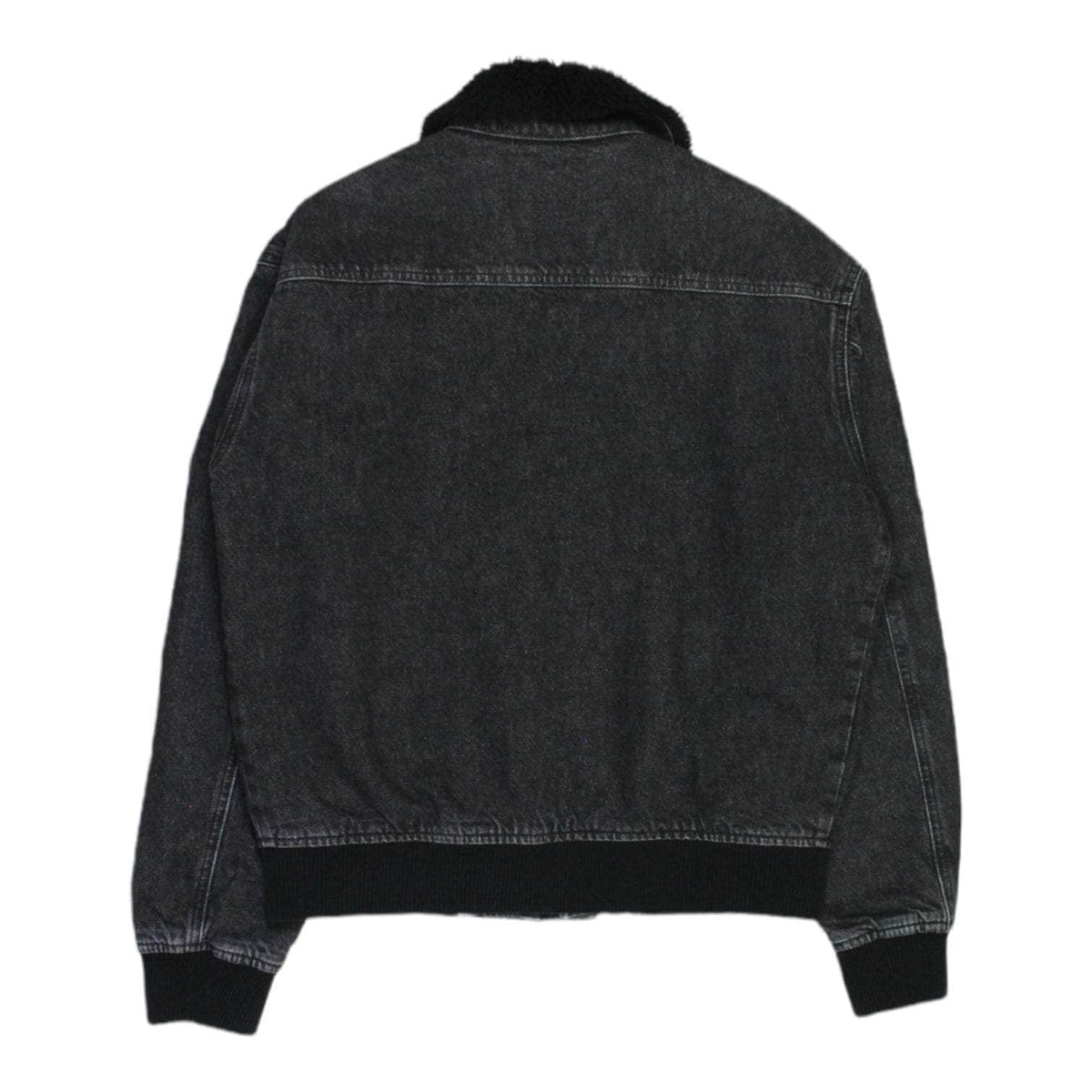 Calvin Klein Black Denim Faux Fur Collar Jacket