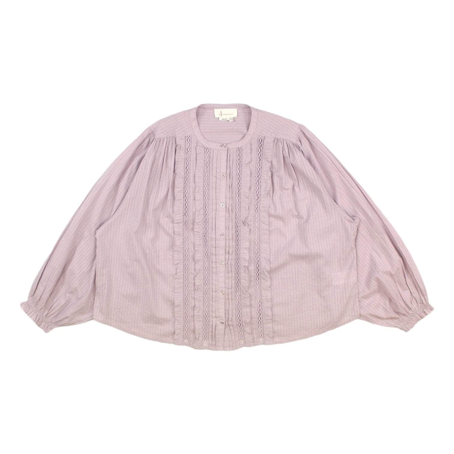 Anthropologie Lilac Ruffle & Lace Blouse