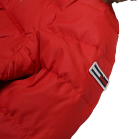 Calvin Klein Red Faux Fur Short Hooded Puffer Coat