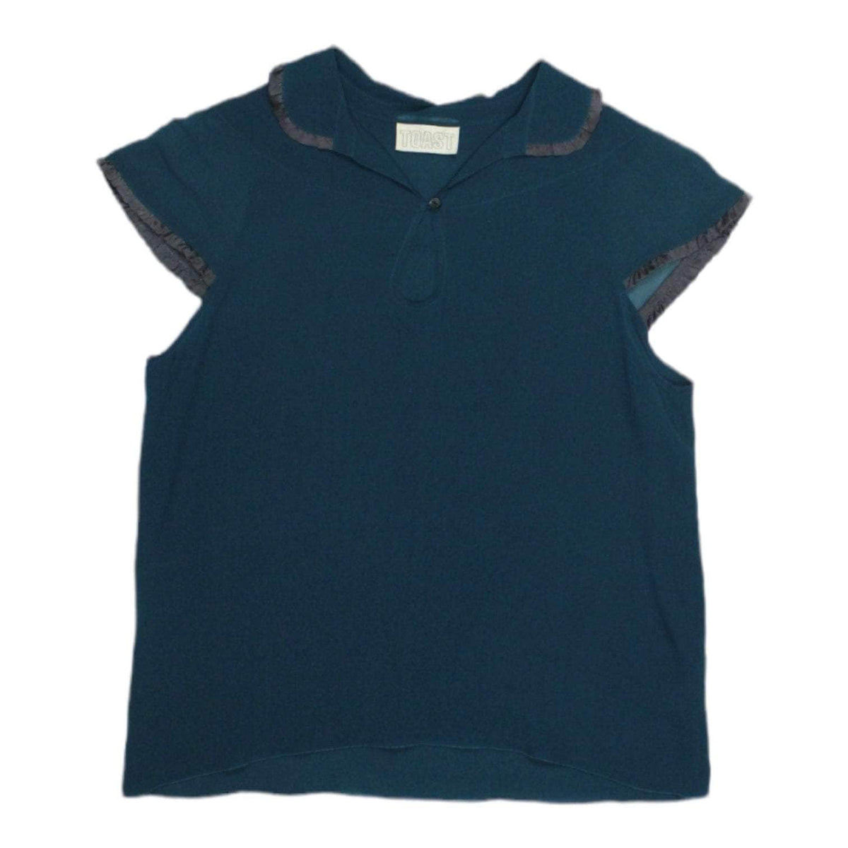 Toast Petrol Silk Crepe & Sheer Top