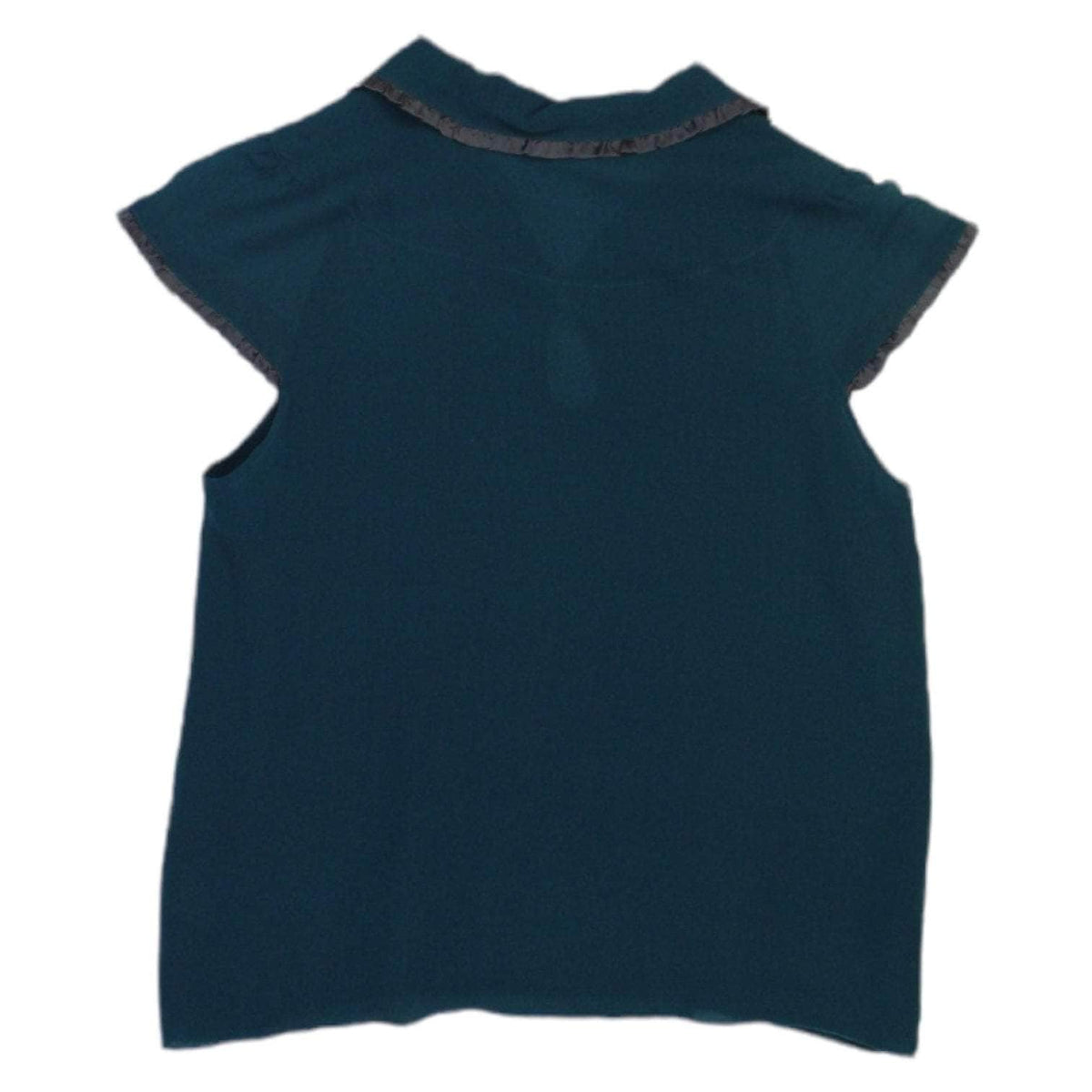 Toast Petrol Silk Crepe & Sheer Top