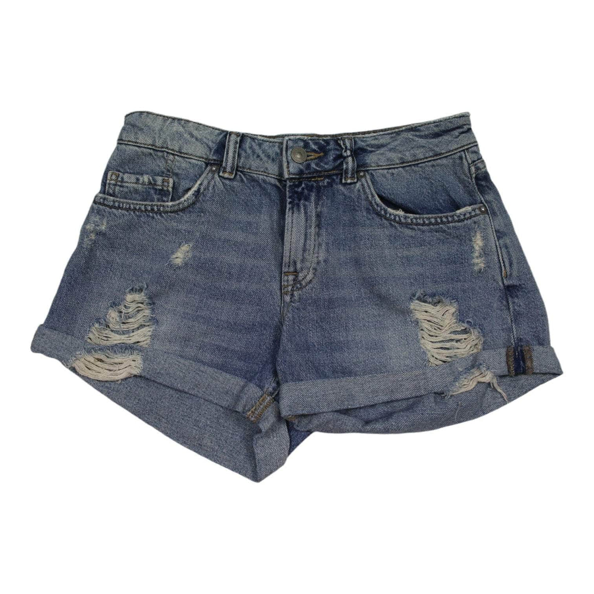 All Saints Blue Ripped & Distressed Denim Shorts