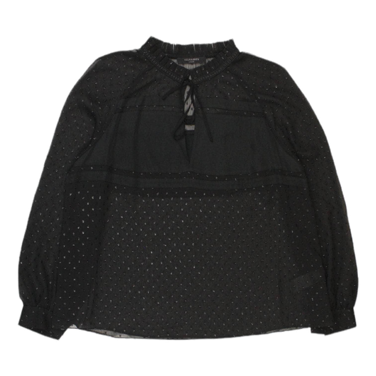 All Saints Black Sheer Long Sleeved Top