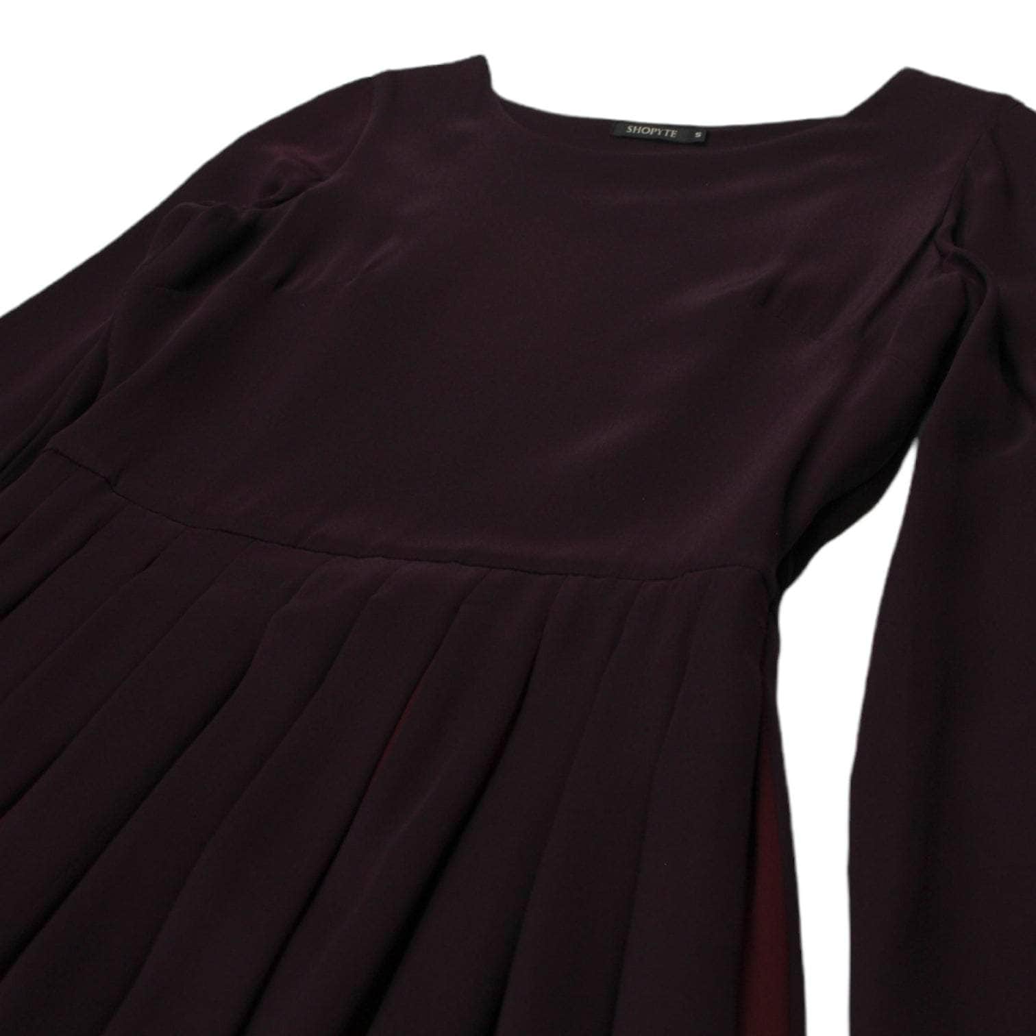 Shopyte Burgundy Midi Pleated Dress