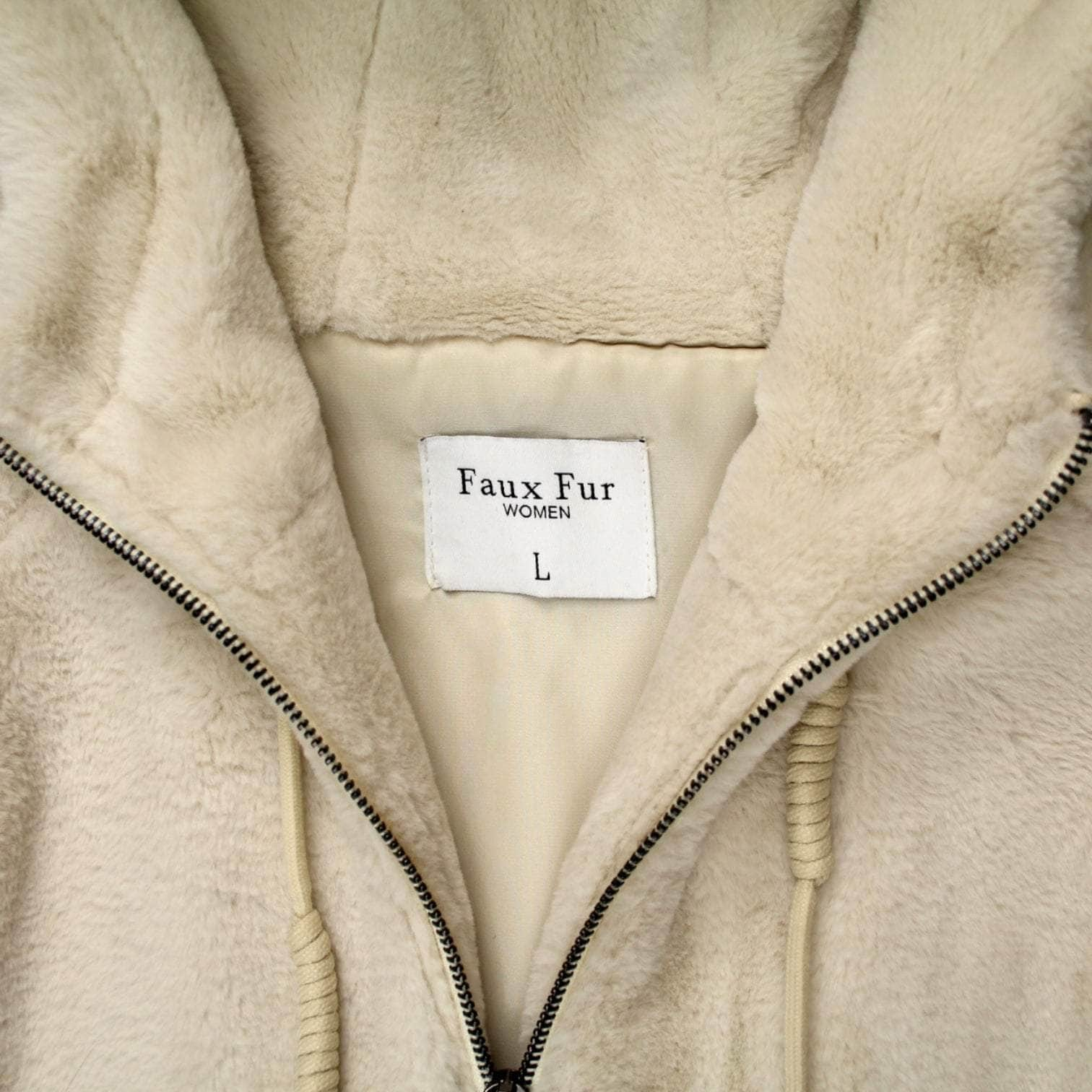 Faux Fur Cream Hooded Jacket