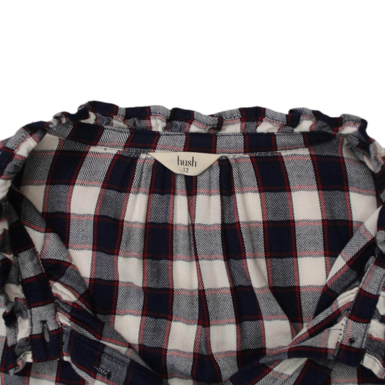 Hush Navy & Red Plaid Ruffle Blouse