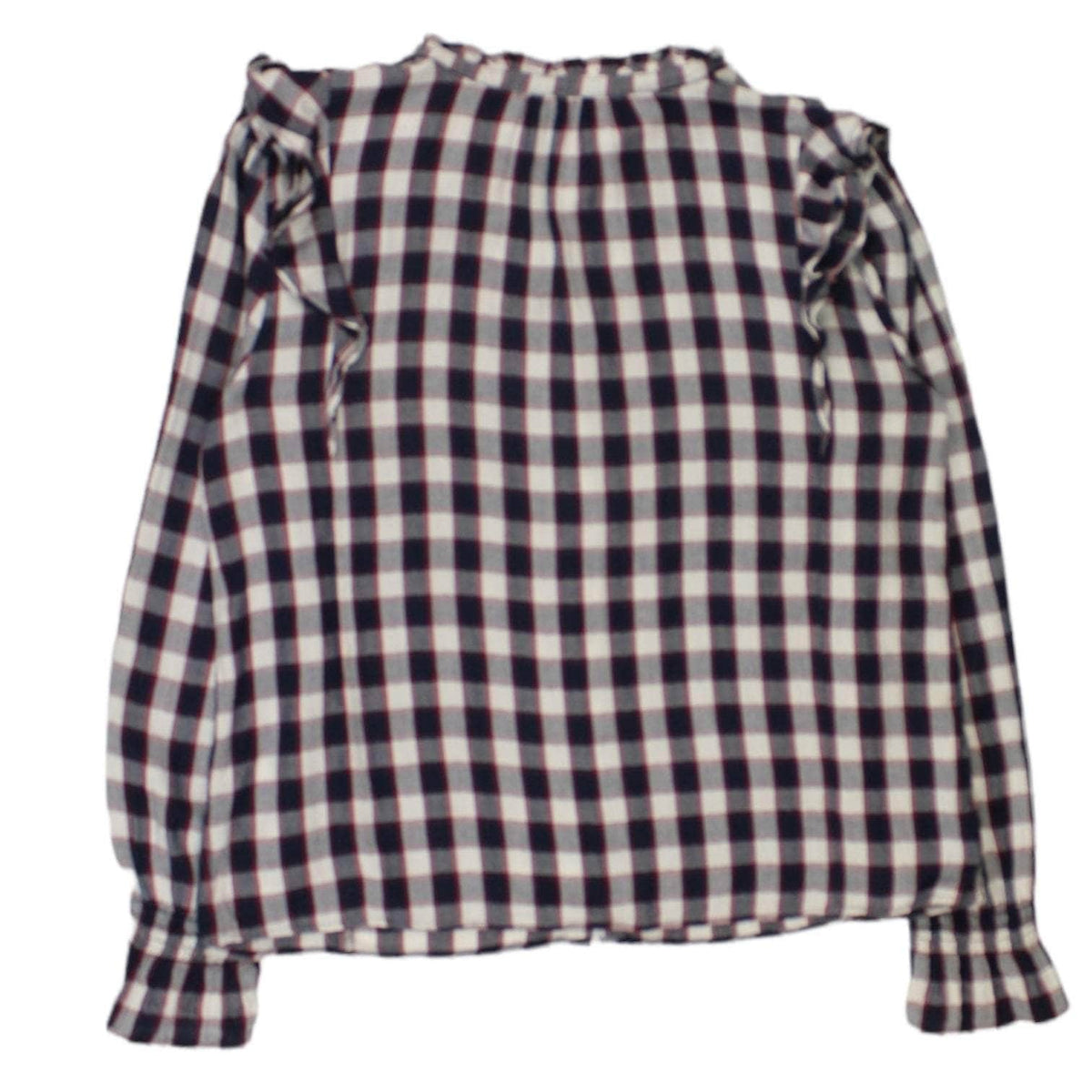 Hush Navy & Red Plaid Ruffle Blouse