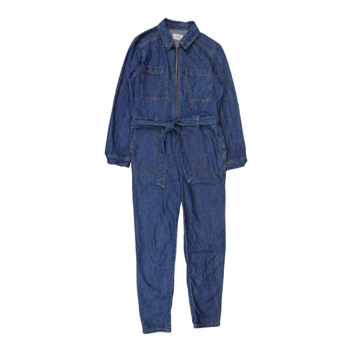 Hush Blue Zip-Up Denim Jumpsuit