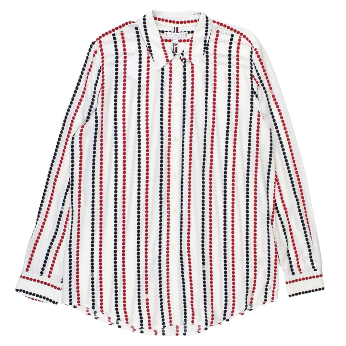 Tommy Hilfiger White Dot Striped Blouse